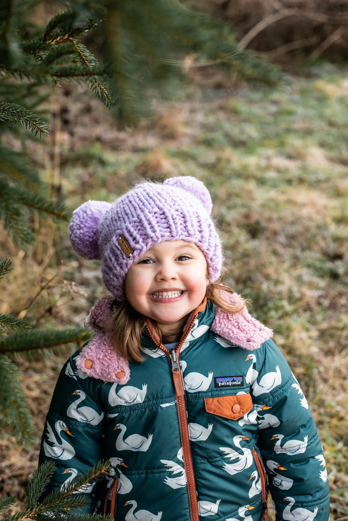 Mini Double Yarn Pom Pom Beanie