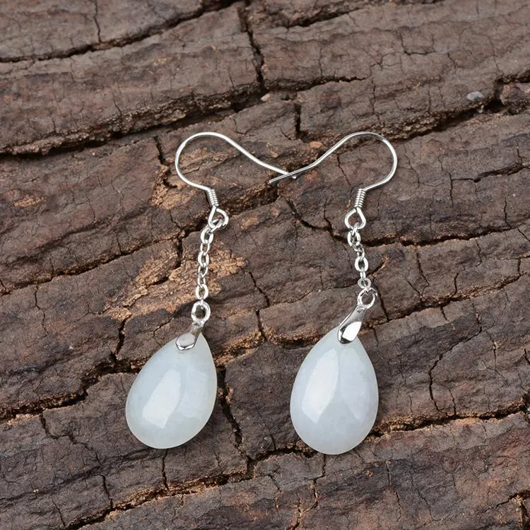Natural Jade Earrings Nephrite Silver Earrings NE148