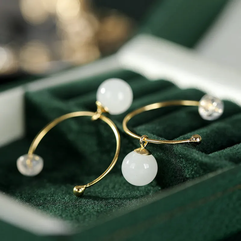 Natural Jade Earrings Nephrite Silver Earrings ZNE309