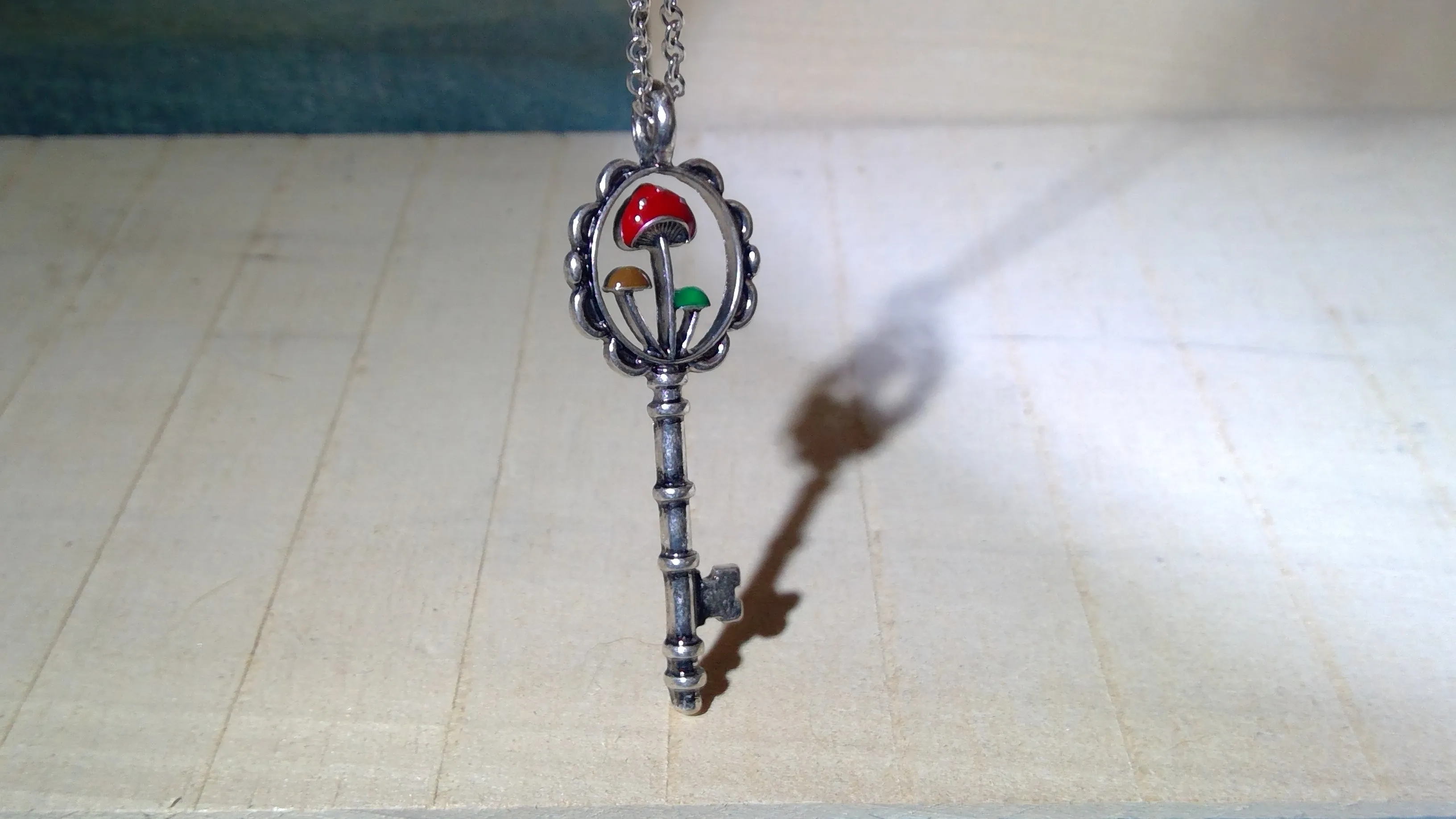 Necklace - Secret Garden Silver Mushroom Key