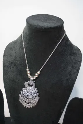 Peacock Style Oxidized Pendant Necklace