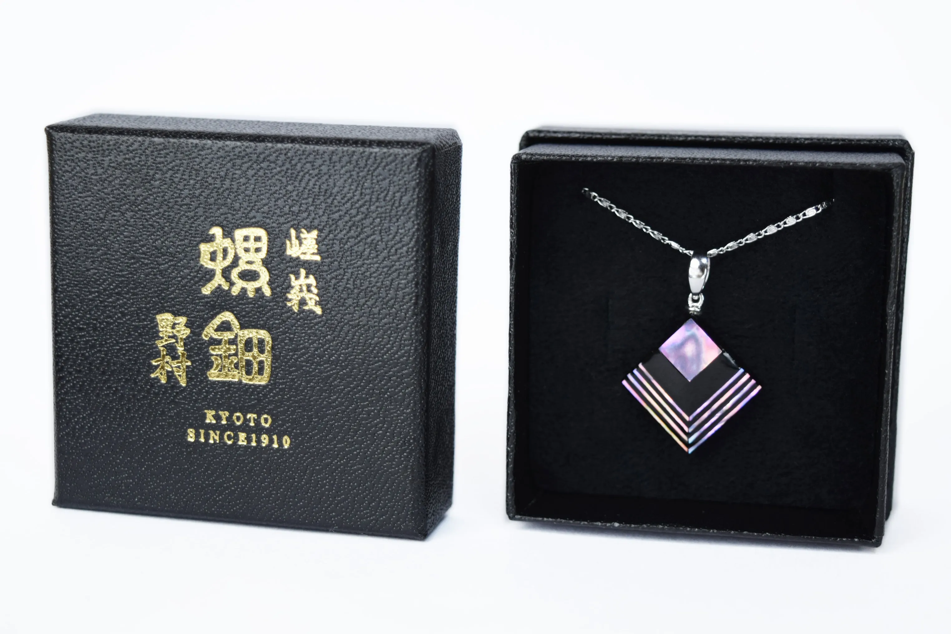 Raden Pendant Necklace - Moonlight on Water / Pink Color / Medium Size-, Japanese Lacquer Jewelry, Kyoto Jewelry