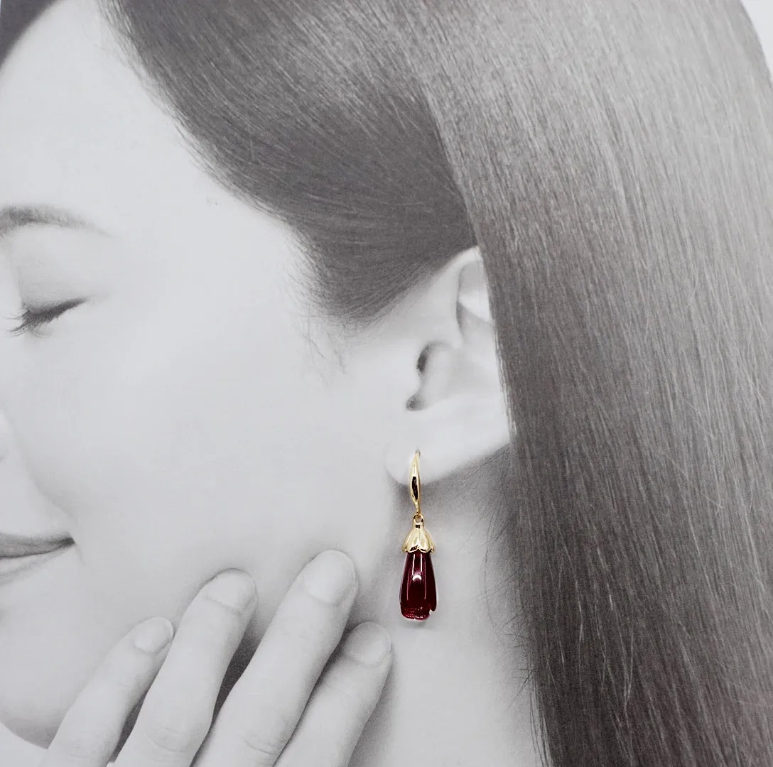 Red Jade Orchid Earrings