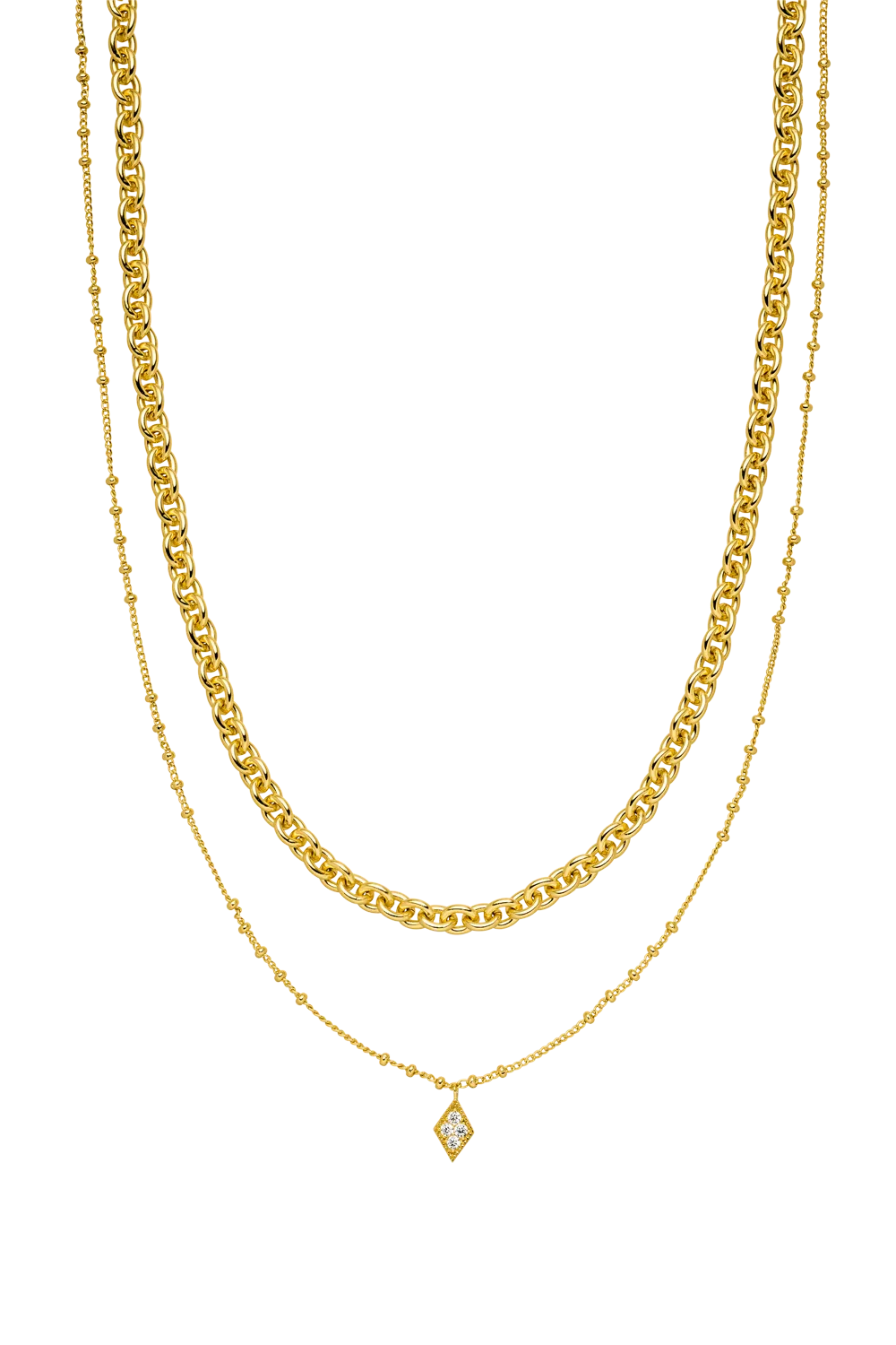 Rose Diamond Necklace 18K Gold Plated