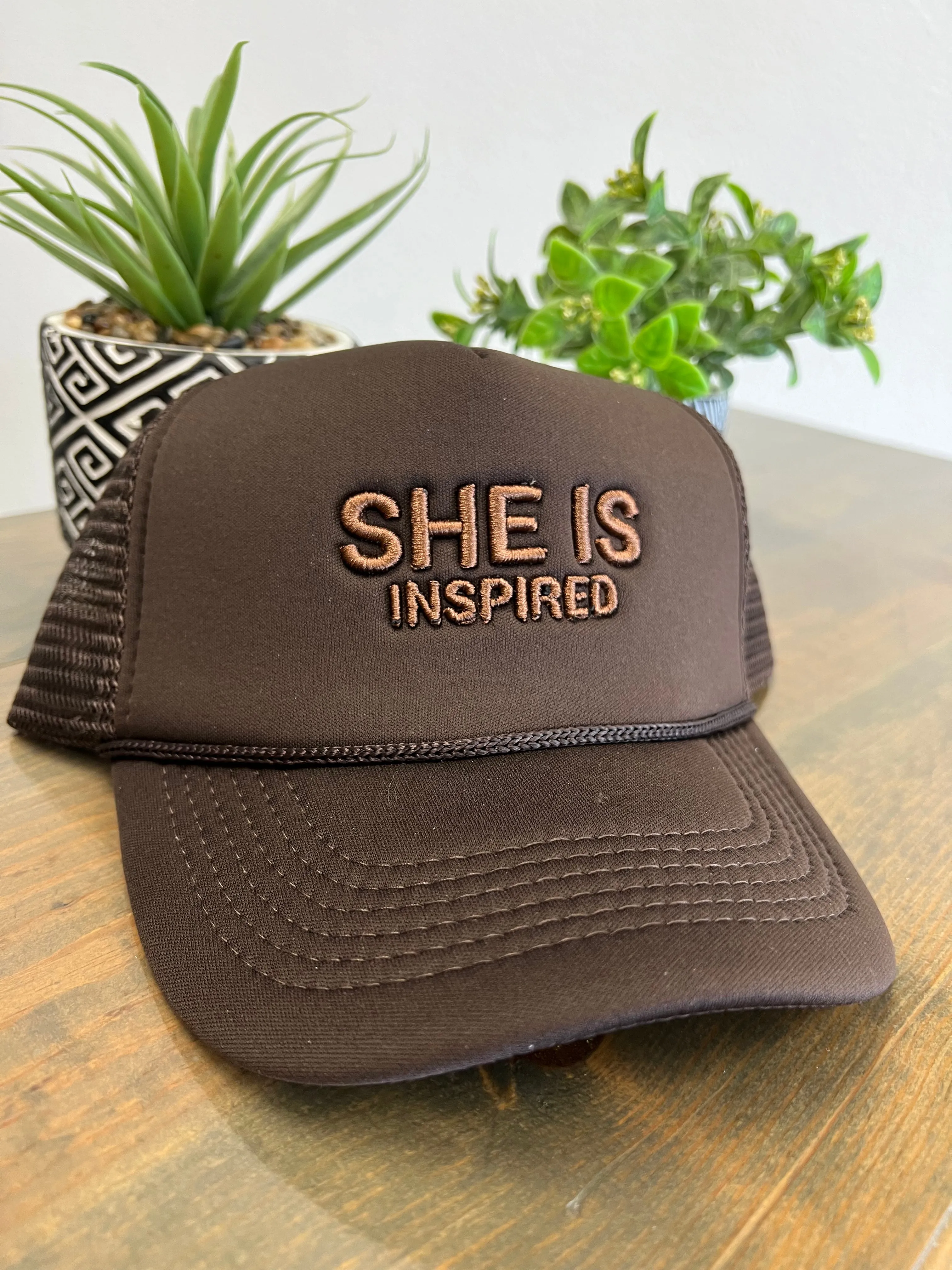 SHE IS INSPIRED trucker hat