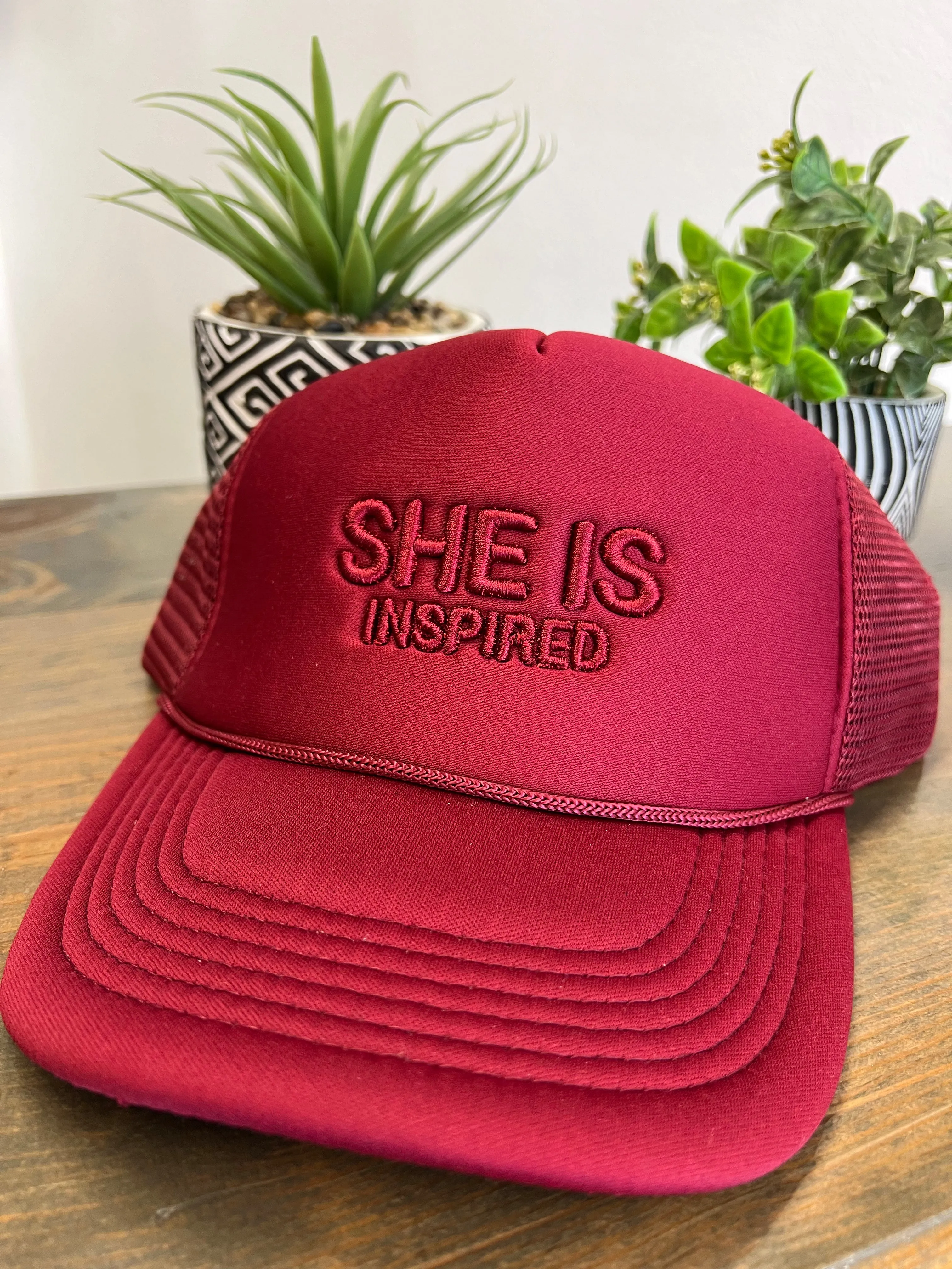 SHE IS INSPIRED trucker hat