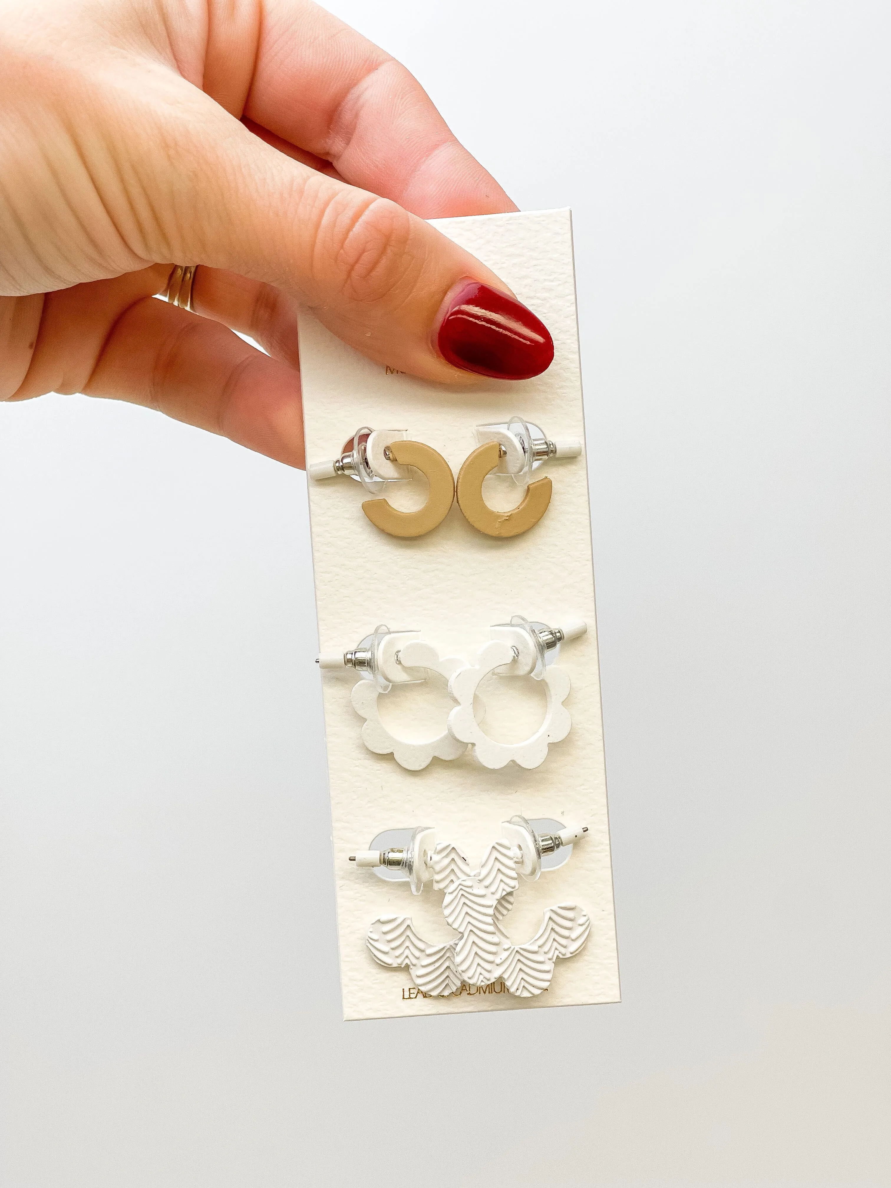 Simple Flower Hoop Earring Set of 3