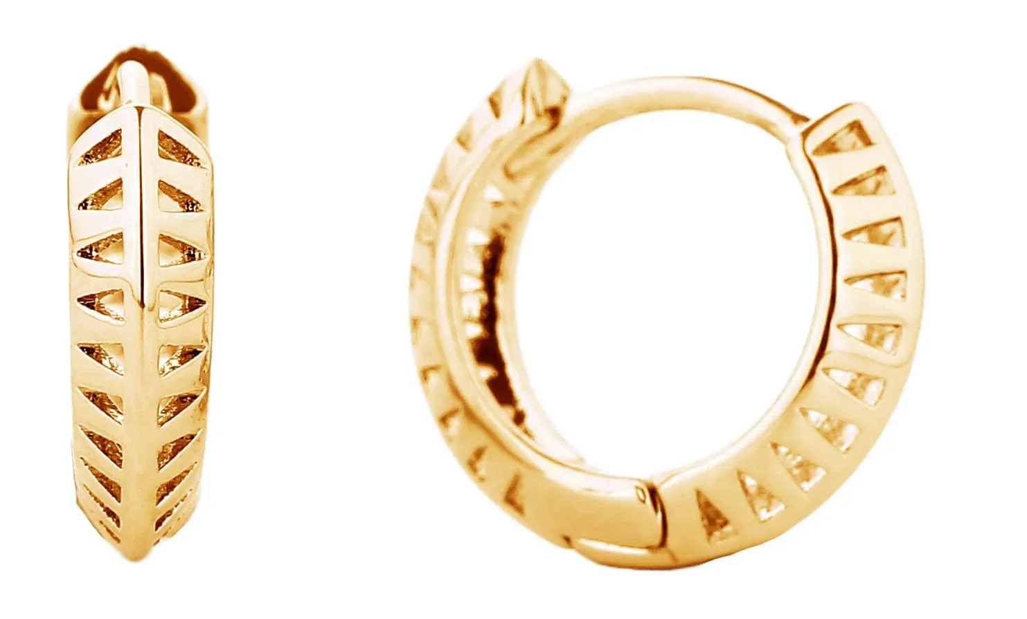 SJE310261 14K Dipped Carved Hoop Earrings