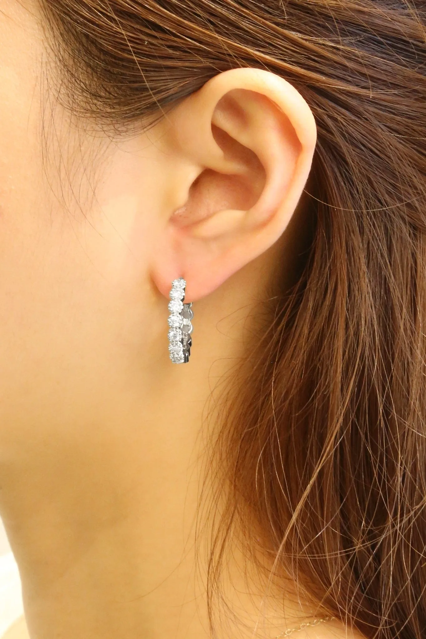SJE310499 14K Dipped CZ Round Cubic Huggie Earrings