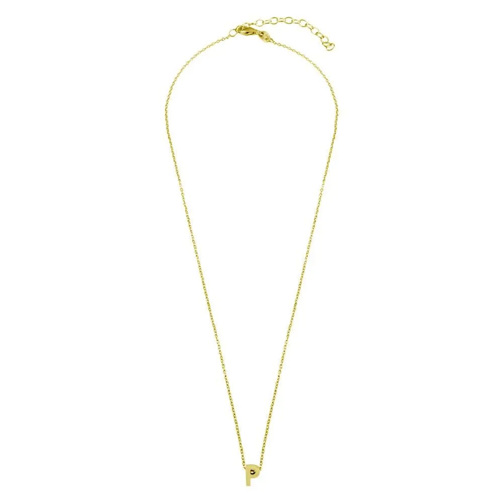Small Initial P Necklace (Silver)