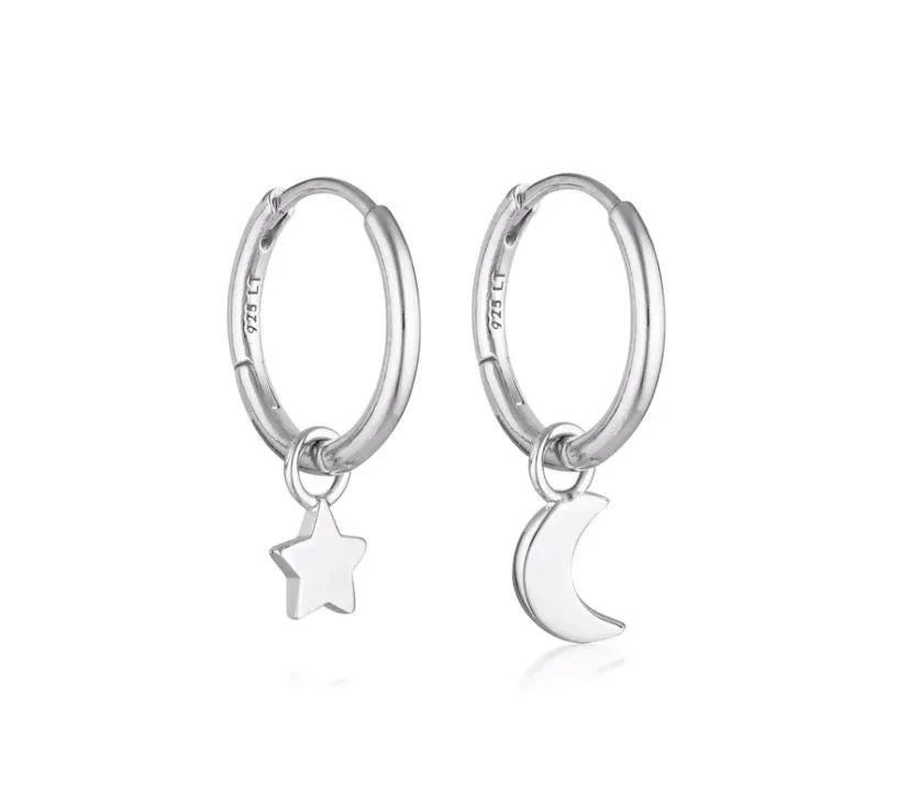 Star   Moon Huggie Hoop Earring
