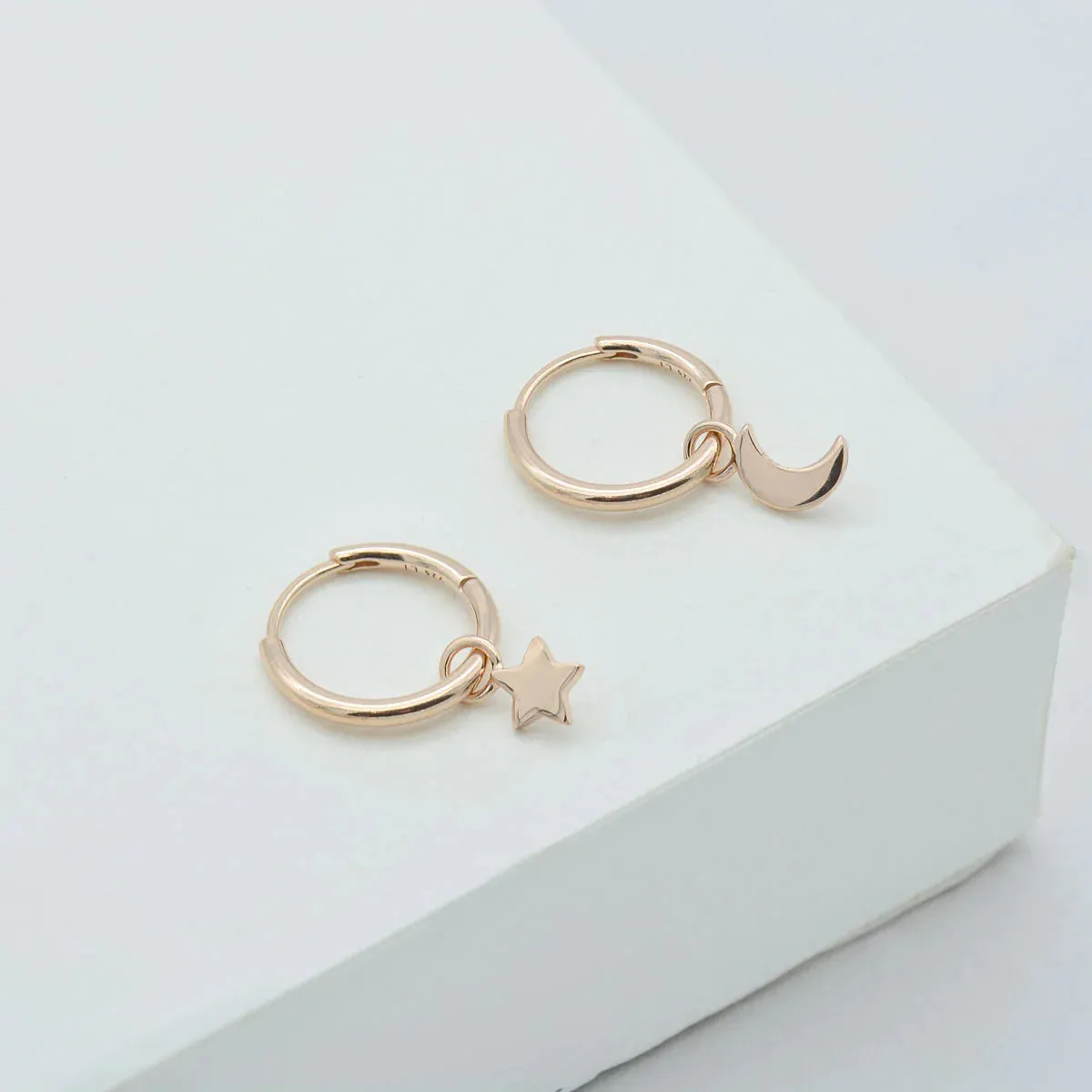 Star   Moon Huggie Hoop Earring