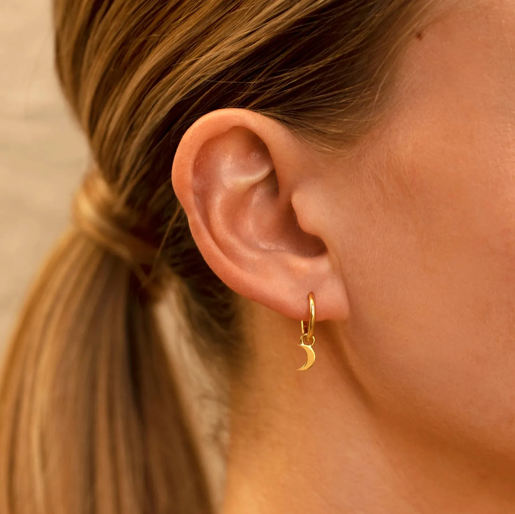 Star   Moon Huggie Hoop Earring