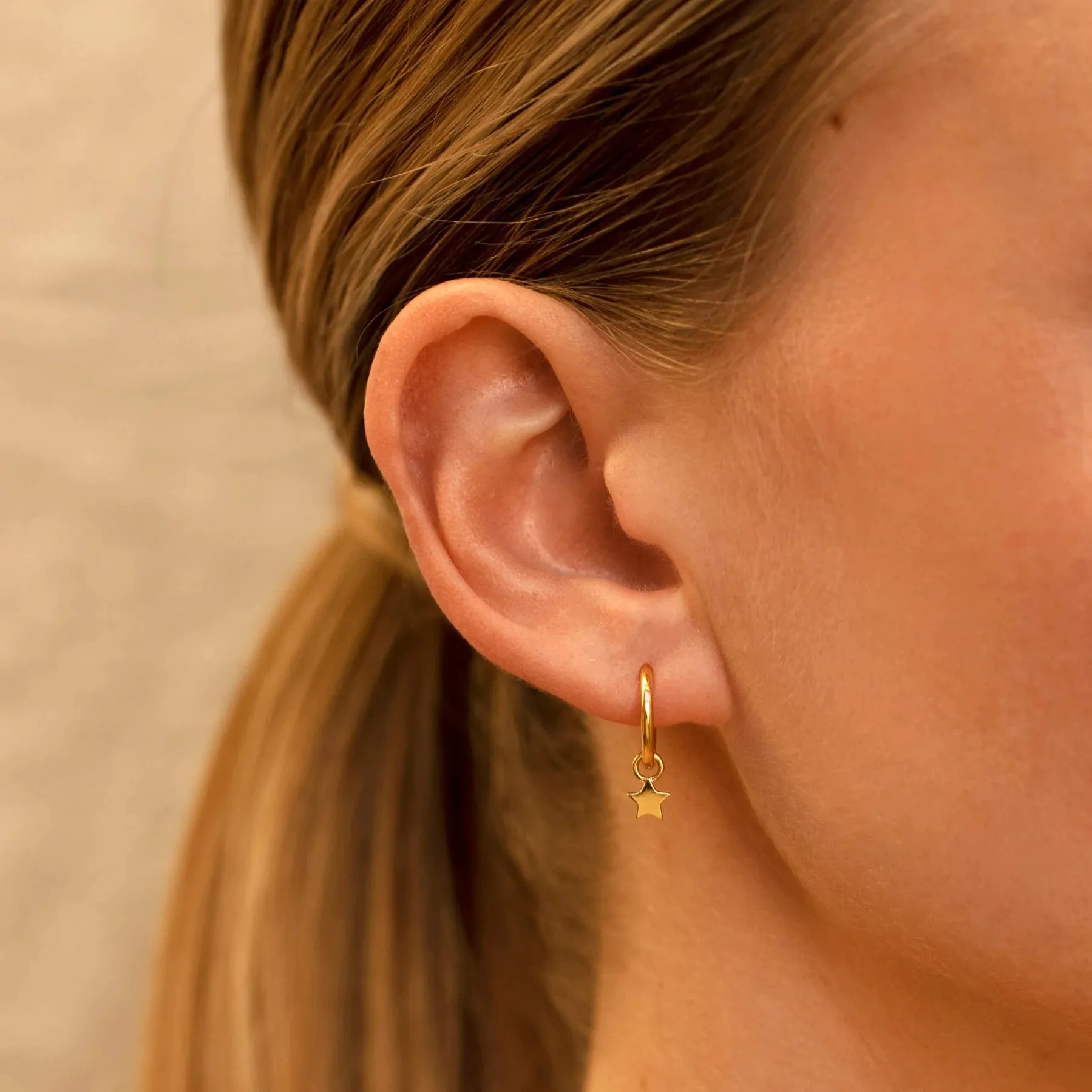 Star   Moon Huggie Hoop Earring