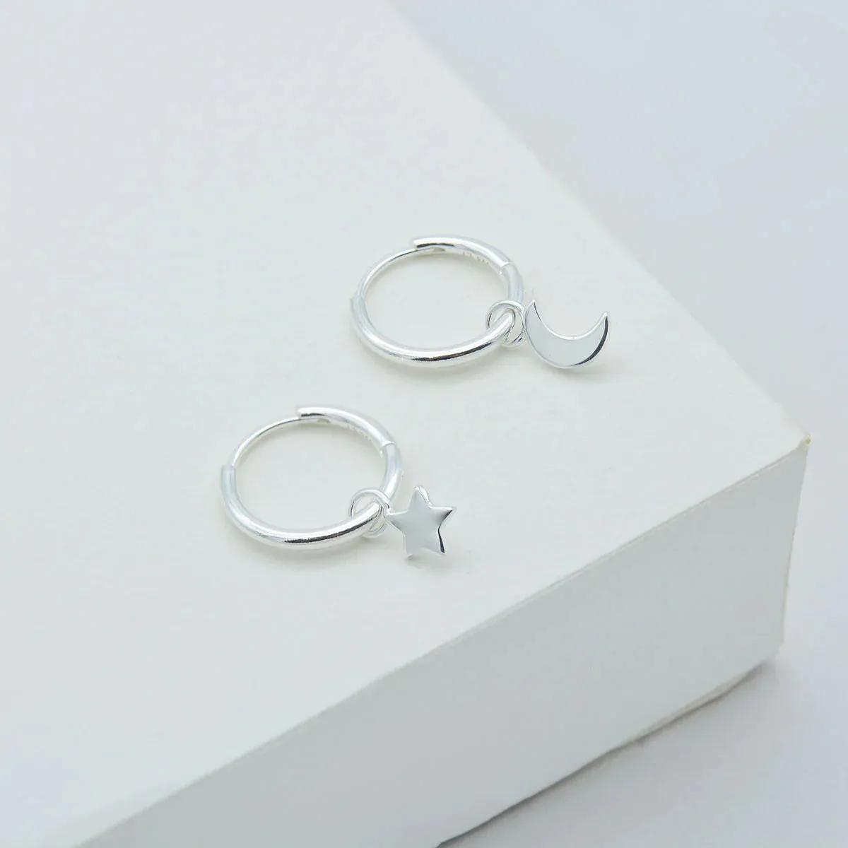 Star   Moon Huggie Hoop Earring