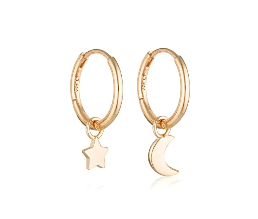 Star   Moon Huggie Hoop Earring