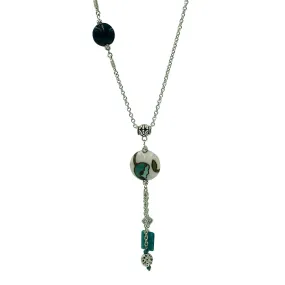 Teal Flower Golem Pendant Necklace with Apatite Stone and Golem Clay Beads