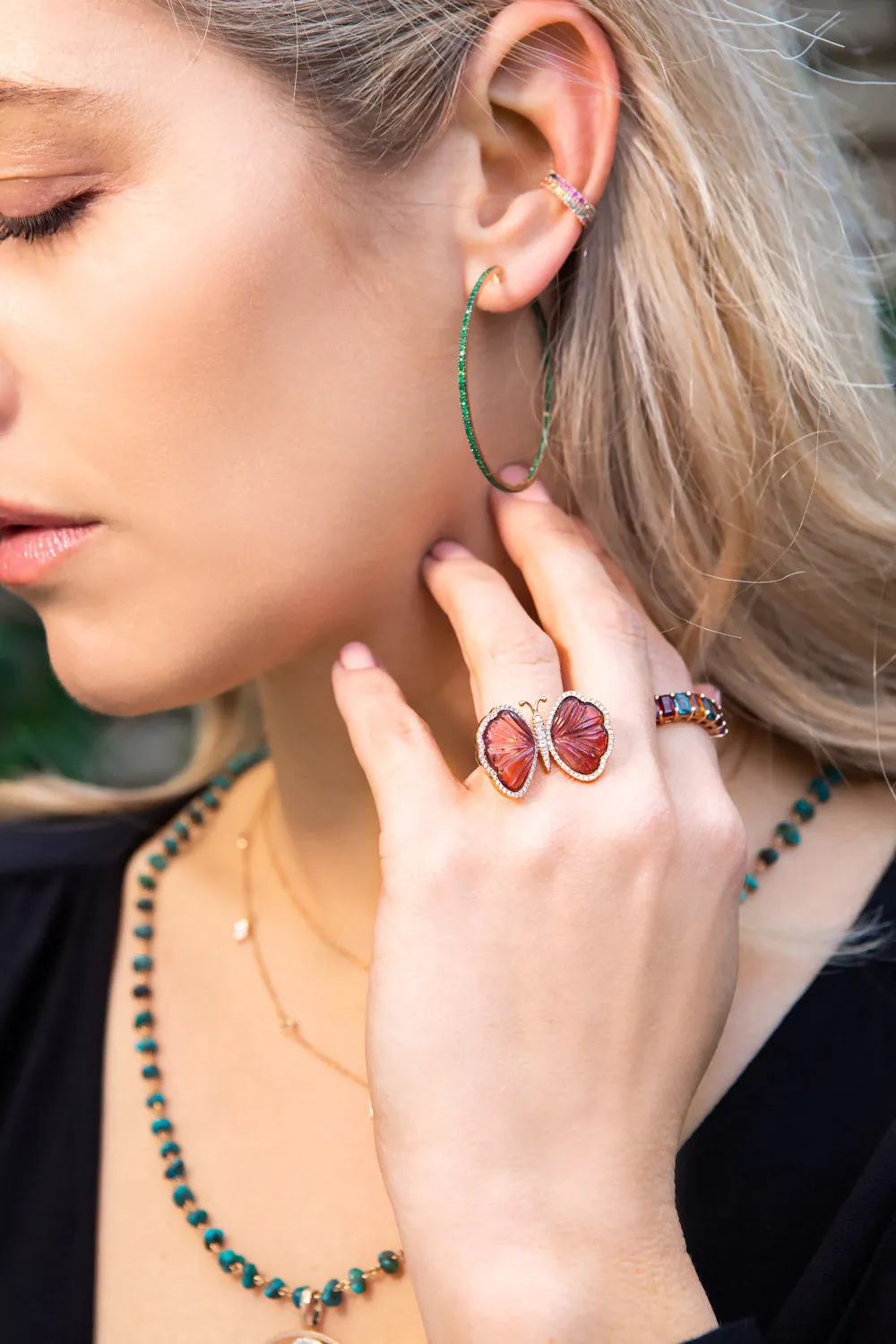 Thin Black or Green Hoops