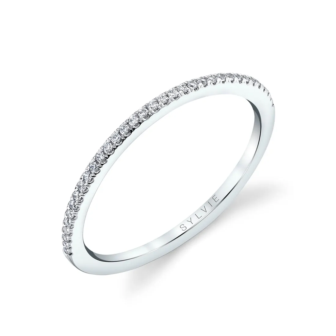 Thin Diamond Wedding Band 14k Gold White