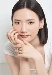 TRACEY CHEN | EARRINGS | 天然翡翠琺瑯環形耳飾 (白金-紫色)