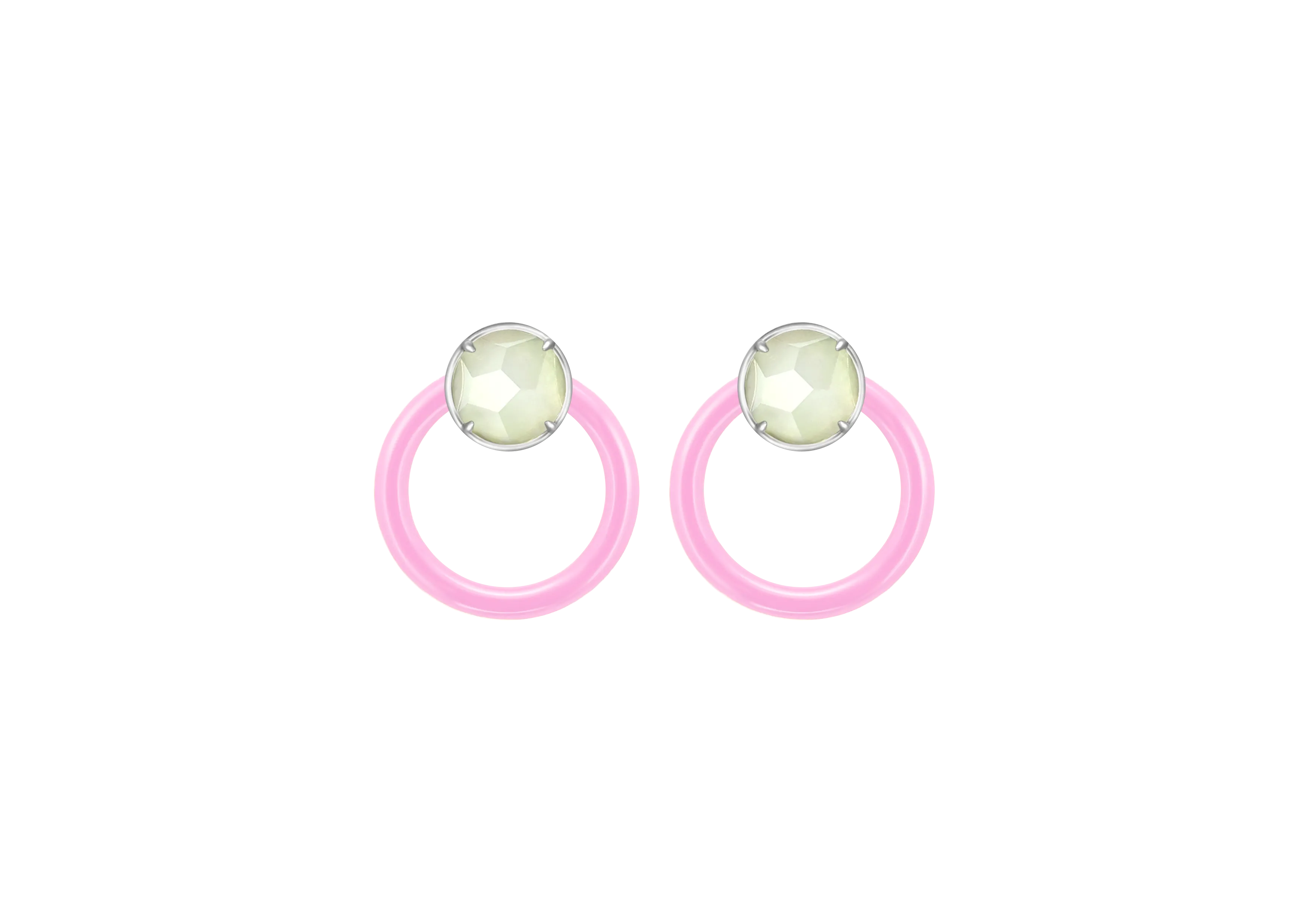 TRACEY CHEN | EARRINGS | 天然翡翠琺瑯環形耳飾 (白金-紫色)
