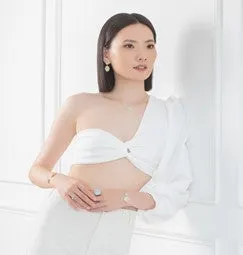 TRACEY CHEN | EARRINGS | 天然翡翠琺瑯環形耳飾 (白金-紫色)