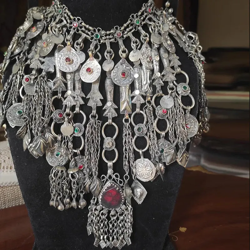Vintage Kuchi Oversized Tribal Bib Necklace