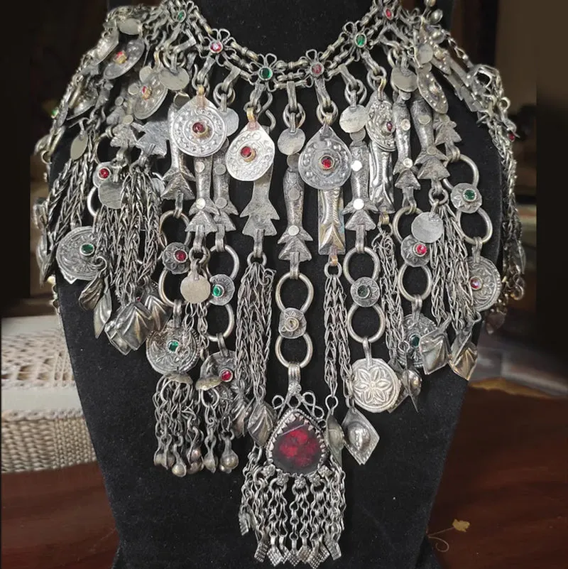 Vintage Kuchi Oversized Tribal Bib Necklace