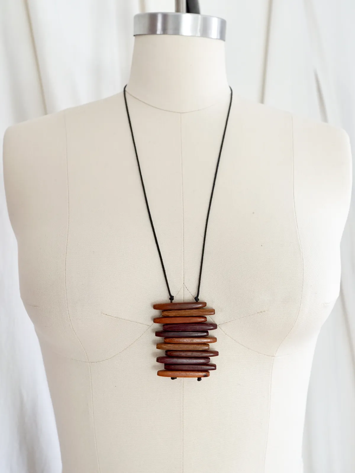 Vintage Stacked Wood Necklace