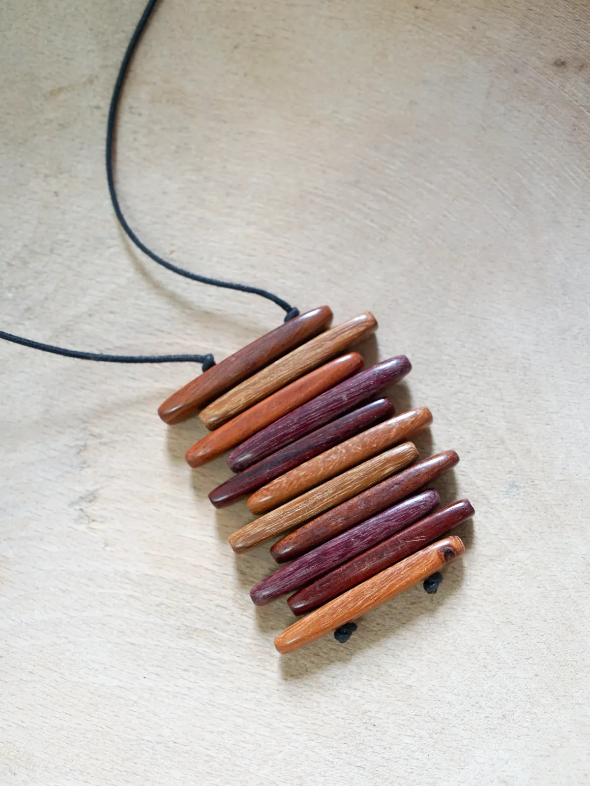 Vintage Stacked Wood Necklace