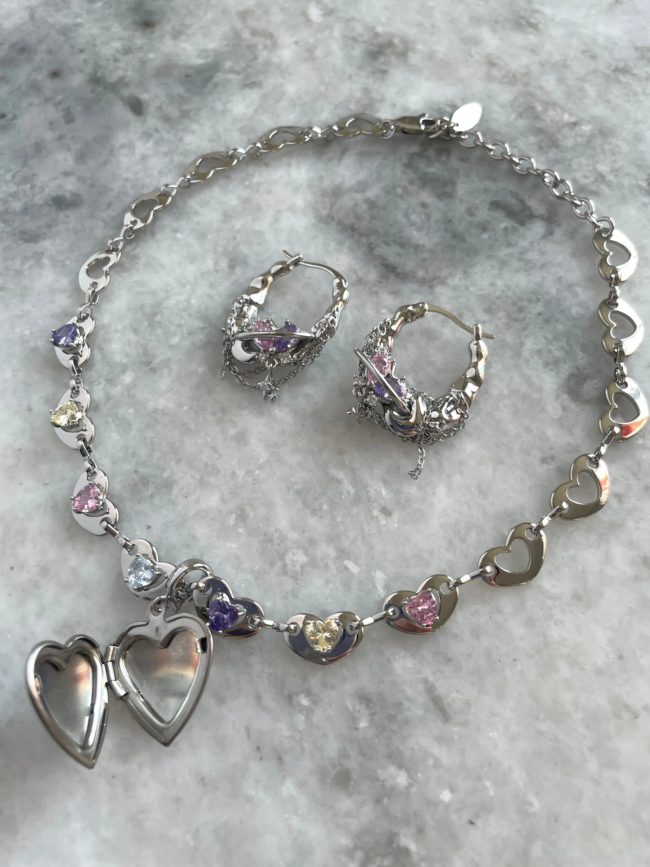 Y2k Locket Necklace Coquette Heart link Choker Ballet Core Necklace Jewelry Nana Anime Jewelry Aesthetic  Acubi Fairy Grunge Holiday Gift